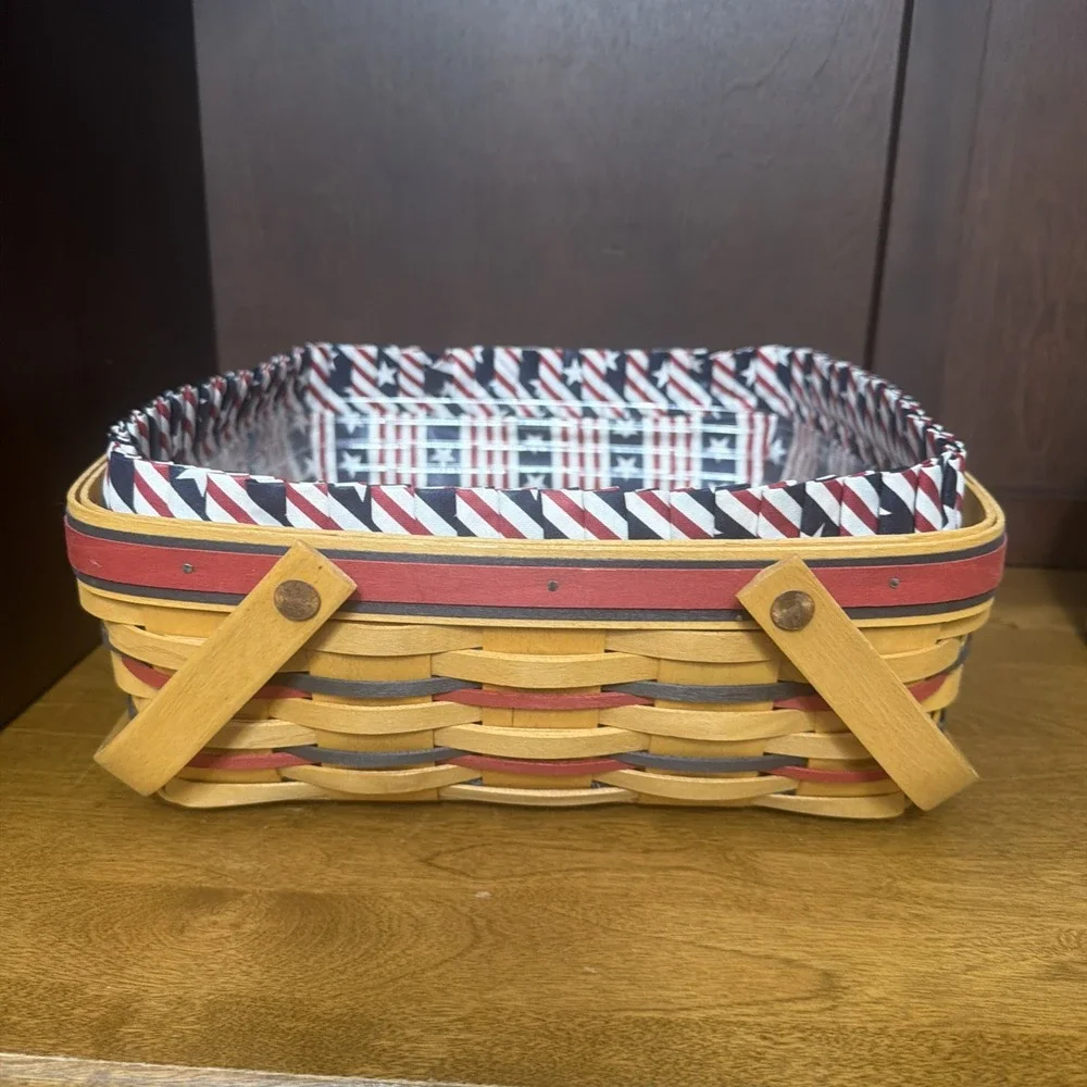 Longaberger 1998 All American Pie Basket Protector Liner & Tie Patriotic VTG